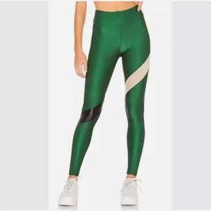 KORAL Aello Shantung Leggings In Dark Green with Black & Caqui Colour block NEW!